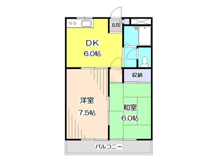 リバーサイドマンション(2DK/2階)の間取り写真