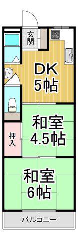 グリーンハイツ(2DK/3階)の間取り写真