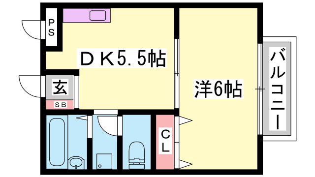 ロイヤルハイツII(1DK/1階)の間取り写真
