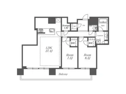 NAGOYA THE TOWER(2LDK/32階)の間取り写真