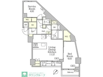 アジールコート池尻大橋(1SLDK/2階)の間取り写真