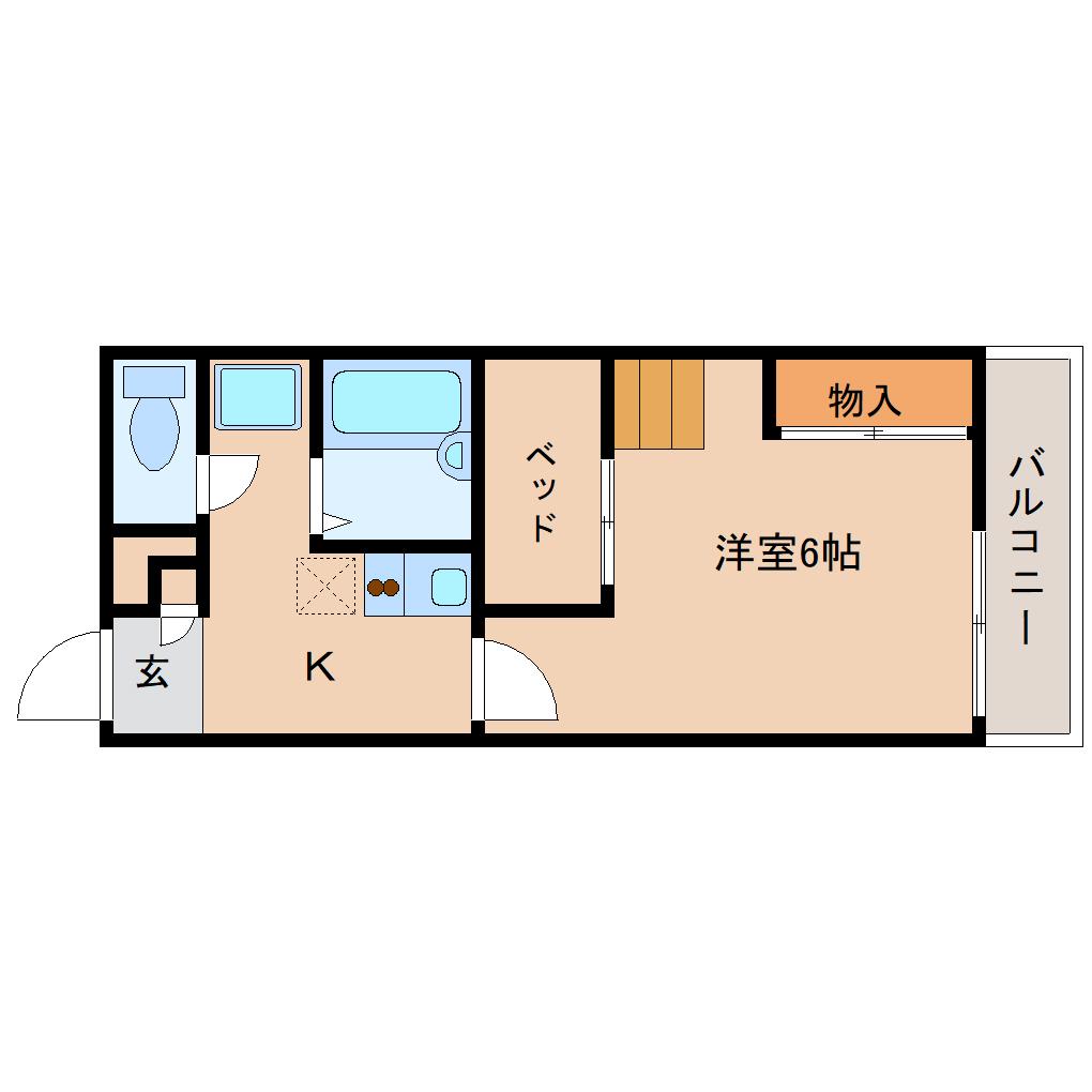 レオパレスサンコート学園前B(1K/2階)の間取り写真