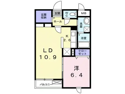 リジェール・K(1LDK/1階)の間取り写真