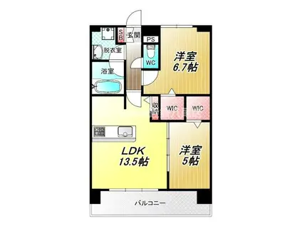 ディエスベアティ久宝寺口(2LDK/7階)の間取り写真