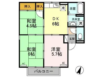 アーバン向山(3DK/2階)の間取り写真