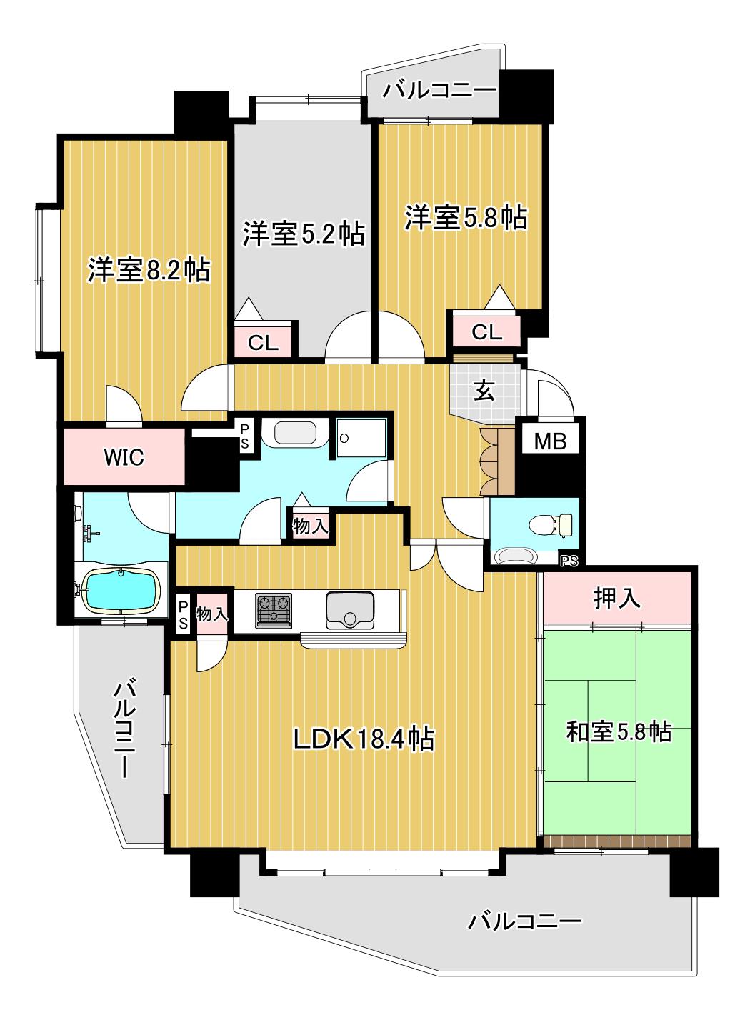 クリーンリバーフィネス桑園南(4LDK/14階)の間取り写真