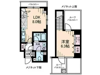メゾンヌーヴェル(1LDK/5階)の間取り写真