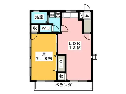 メゾンヤマダ(1LDK/2階)の間取り写真