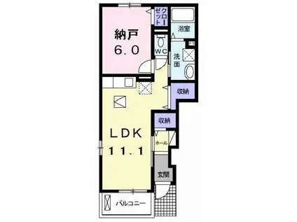 モスフロックスノイ(1LDK/1階)の間取り写真