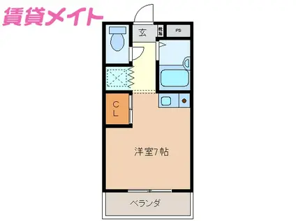 ラフレシール山城(ワンルーム/2階)の間取り写真