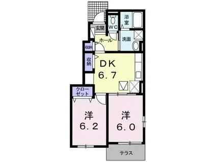 サンシャイン桜II(2DK/1階)の間取り写真