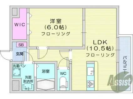 エクシード(1LDK/1階)の間取り写真