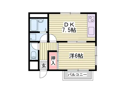 シャトリエI(1DK/1階)の間取り写真