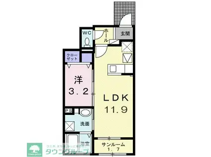 鵠沼松が岡4丁目アパート(1LDK/1階)の間取り写真