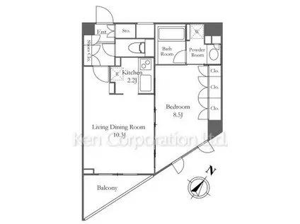 オーキッドレジデンス六本木(1LDK/10階)の間取り写真