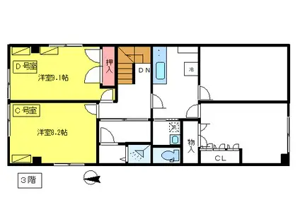 シェアハウス竜泉(ワンルーム/3階)の間取り写真