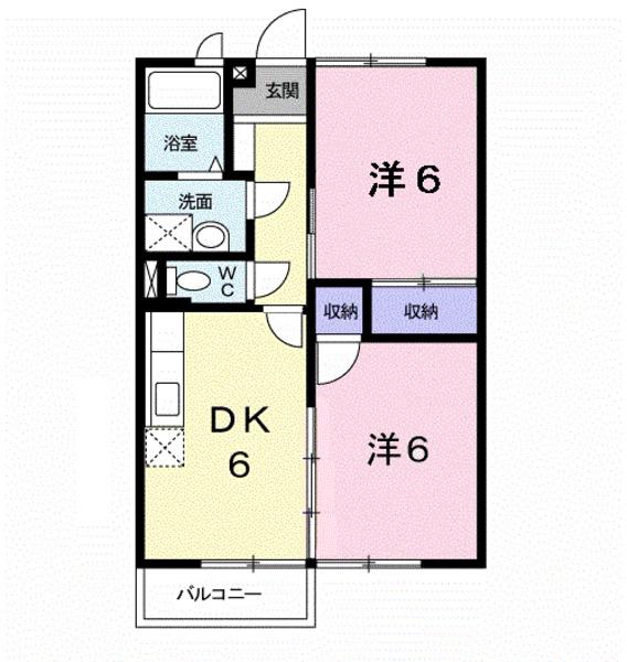 サンスクエア-C(2DK/2階)の間取り写真