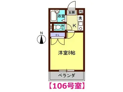 アヴェニール(1K/1階)の間取り写真