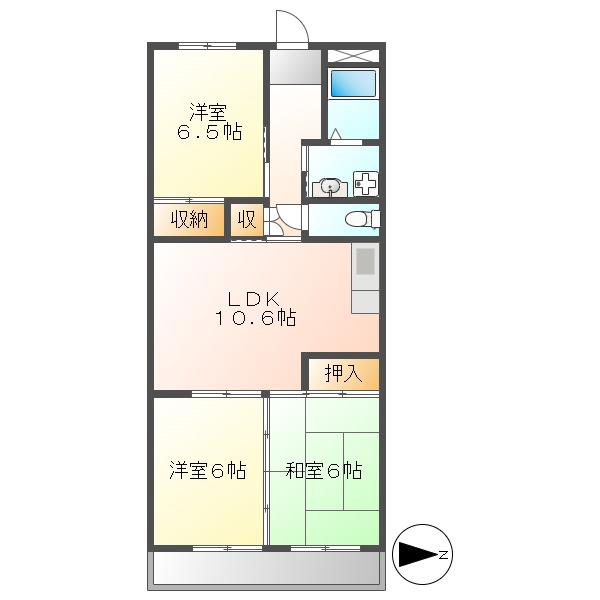 本宮ハイツ山田(3LDK/7階)の間取り写真