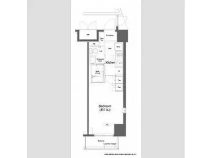 プラウドフラット白金高輪(1K/13階)の間取り写真