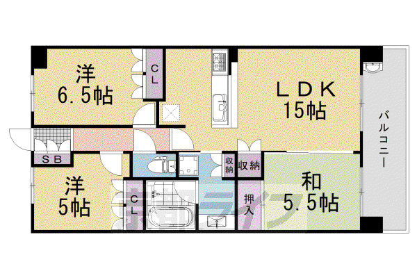 ジオ阪急洛西口ノースレジデンス(3LDK/15階)の間取り写真