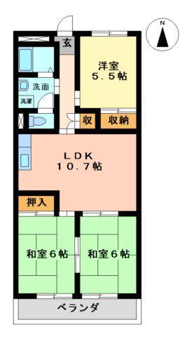 アーバンハイツ(3LDK/4階)の間取り写真
