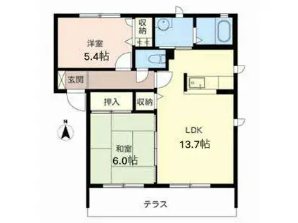 ラフィナートB・C(2LDK/1階)の間取り写真