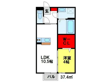 メゾンドフルール(1LDK/1階)の間取り写真