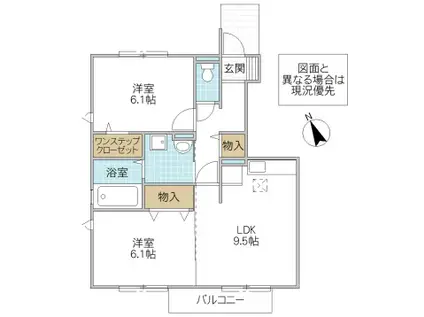 パークドプランタンG(2DK/1階)の間取り写真