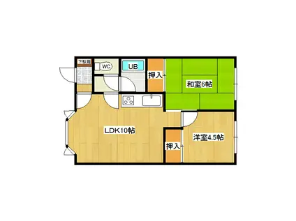 ボナールハイツII(2LDK/2階)の間取り写真