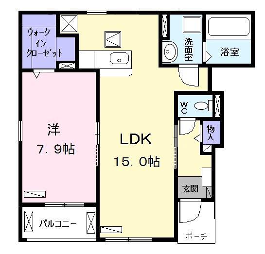 コンフォート Y(1LDK/1階)の間取り写真