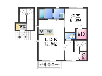 イマージュ黒田II(1LDK/2階)の間取り写真