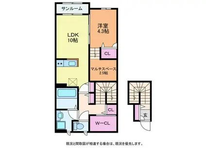 BELLE LEAD小針(1LDK/2階)の間取り写真