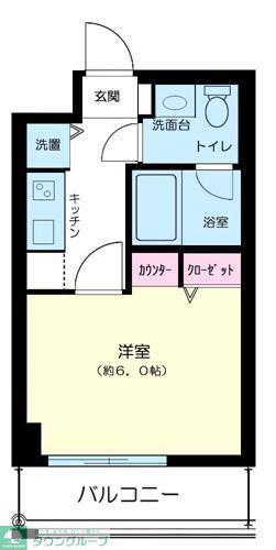 プリヴィレージュ目黒南(1K/6階)の間取り写真