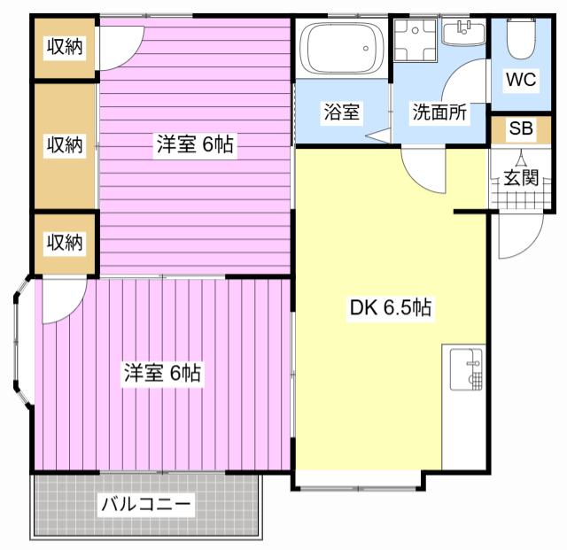 クオーレいしはら A(2DK/1階)の間取り写真