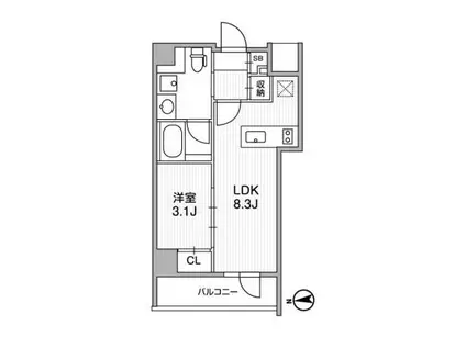 LIGHTHOUSE中馬込(1LDK/6階)の間取り写真