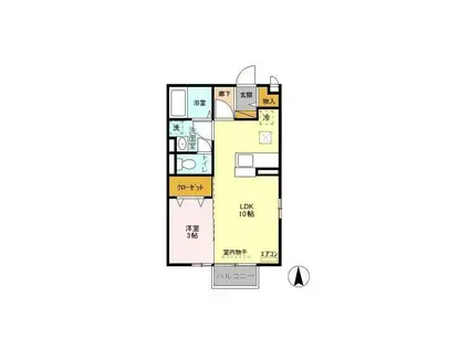 LANDパル B棟(1LDK/1階)の間取り写真