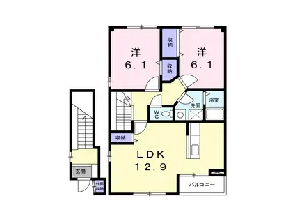 ルーラルブラッサムB(2LDK/2階)の間取り写真
