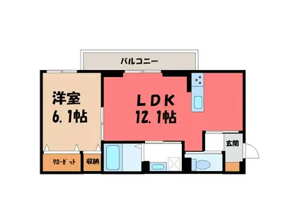 ルミナスプレイス(1LDK/2階)の間取り写真