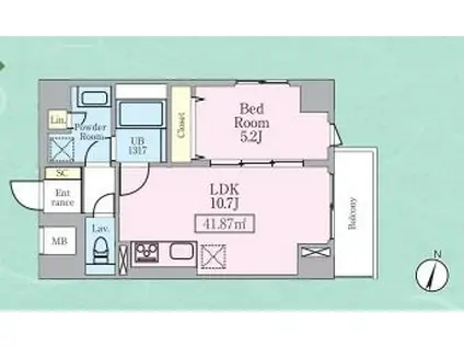 THE ROOM(1LDK/5階)の間取り写真