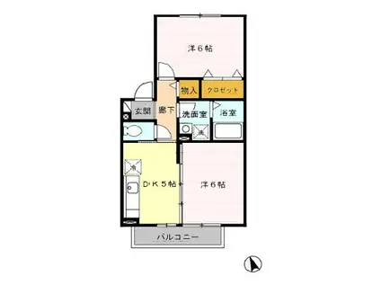 グレイス池船(2DK/2階)の間取り写真