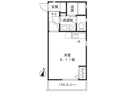 B-FLAT(ワンルーム/2階)の間取り写真
