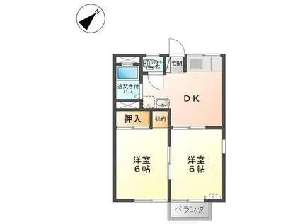 パークハイツ(2DK/2階)の間取り写真