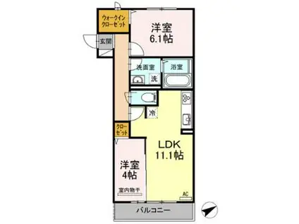 ルークス花園(2LDK/3階)の間取り写真