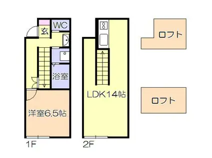 ALLEY6(1LDK/1階)の間取り写真