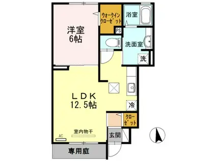 ミル・クレール(1LDK/1階)の間取り写真