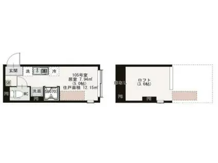 ハーモニーテラス王子本町(ワンルーム/1階)の間取り写真