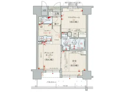 エステムプラザ神戸西IVインフィニティ(2LDK/8階)の間取り写真