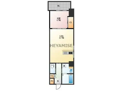 CASA EBANISTA(1LDK/9階)の間取り写真