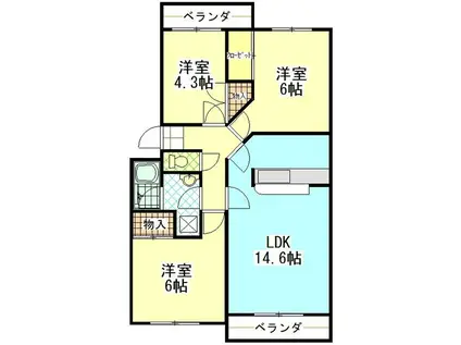 しあわせ野44(3LDK/3階)の間取り写真